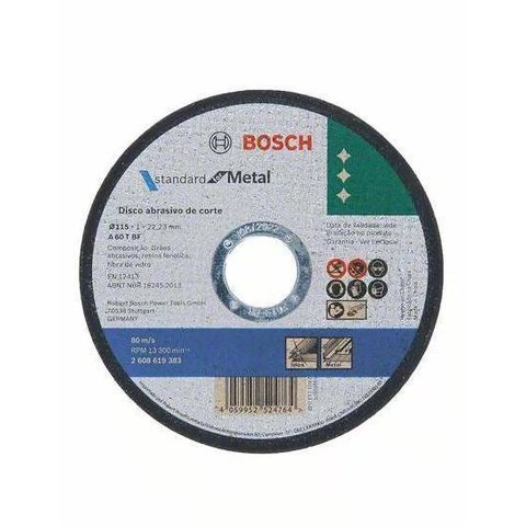Disco de Corte Bosch para Metal Inox Std 115x1x22,23mm 10 Unidades