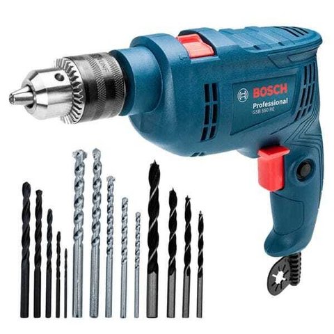 Furadeira de Impacto Bosch GSB 550 RE, com 14 Brocas, 550 Watts – 220 Volts
