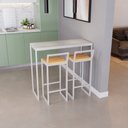 Ver imagem 2 de Bancada Cozinha Balcão Gourmet Branco 2 Banquetas Pinus Br