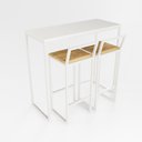 Ver imagem 1 de Bancada Cozinha Balcão Gourmet Branco 2 Banquetas Pinus Br