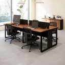 Ver imagem 1 de Mesa Plataforma 4 Lugares com Divisórias e Tomadas Nogal e Preto 240cm