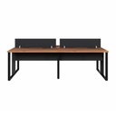 Ver imagem 4 de Mesa Plataforma 4 Lugares com Divisórias e Tomadas Nogal e Preto 240cm