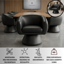 Ver imagem 4 de Poltrona Giratória Orgânica Maya Tecido Linho Courino Design Redondo Sala Quarto Suporta 150kg:corin