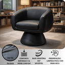 Ver imagem 3 de Poltrona Giratória Orgânica Maya Tecido Linho Courino Design Redondo Sala Quarto Suporta 150kg:corin