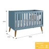Jogo de Quarto Infantil Theo Retrô Cômoda 3 Gavetas e Berço Azul com Pés Amadeirado - Reller Móveis - 4