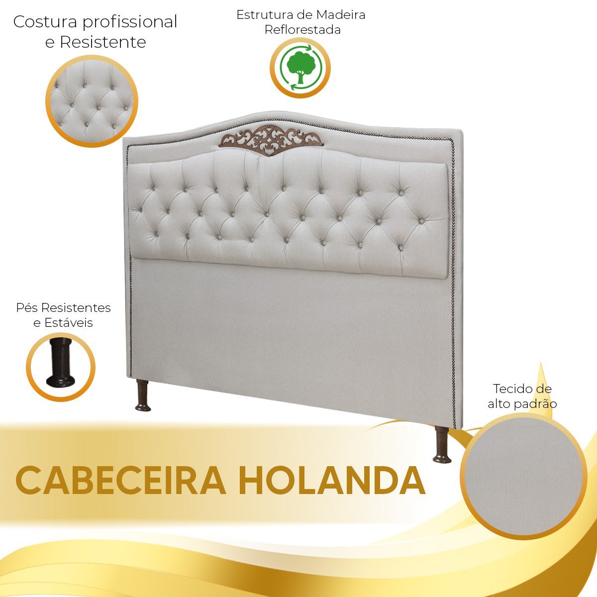 Conjunto Cabeceira/Calçadeira Holanda 0,90 cm Linho Carvalho - Star Confort conjunto holanda calçade - 5