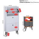 Ver imagem 5 de Kit Sapateira Vertical 3 Gavetas Basculantes Branco e 2 Mesinhas Canto Quarto Nicho Cinza/Cinamomo