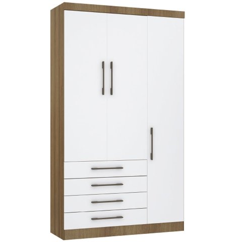 Guarda Roupa Modulado 132cm 3 Portas e 4 Gavetas Paris Luciane Móveis