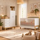 Ver imagem 1 de Kit Quarto de Bebê Flora Guarda Roupa Cômoda Berço Mini Cama Qmovi