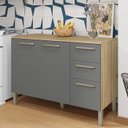 Ver imagem 2 de Balcao com Tampo 3p 2g 120 Cm Mad Versalhes Freijo Gris Ktp