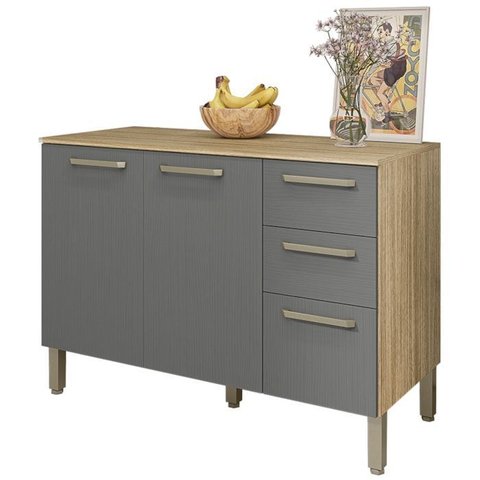 Balcao com Tampo 3p 2g 120 Cm Mad Versalhes Freijo Gris Ktp