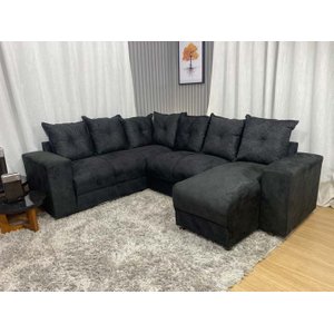 Sofá de Canto C/ Chaise - com 06 Lugares:preto