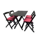 Ver imagem 2 de Mesa Dobrável com 4 Cadeiras Estofadas 120x70 Rosa