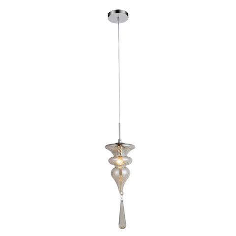 Pendente Organika Cromado e Transparente (d)15.5cm (a)42cm 1xe14 40w - Kb002c