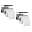 Ver imagem 1 de Suporte Papel Higienico Inox Kit 2 Unidades Banheiro Lavabo Prateleira Apoio Celular Objeto Parede M