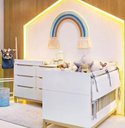 Ver imagem 3 de Jogo de Quarto para Bebê com Berço + Cômoda + Roupeiro Cozy Branco com Carvalho - Quater