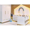 Ver imagem 1 de Jogo de Quarto para Bebê com Berço + Cômoda + Roupeiro Cozy Branco com Carvalho - Quater