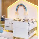 Ver imagem 2 de Jogo de Quarto para Bebê com Berço + Cômoda + Roupeiro Cozy Branco com Carvalho - Quater