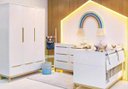 Ver imagem 2 de Jogo de Quarto para Bebê com Berço + Cômoda + Roupeiro Cozy Branco com Carvalho - Quater
