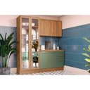 Ver imagem 1 de Kit Cozinha Modulada 4 Peças Botanic 1 Aéreo + Balcão + Cristaleira + 1 Complemento M656 Nogueira