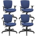 Ver imagem 1 de Kit 04 Cadeiras de Escritório Executiva Office Giratória Preto Baixa Flexi P03 Vinil Azul - Lyam Lya