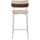 Ver imagem 2 de Kit 02 Banquetas Alta Bar Cozinha Sala de Jantar Aço Branco Kaira C01 Linho Areia Courino Whisky -