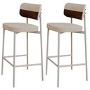 Ver imagem 1 de Kit 02 Banquetas Alta Bar Cozinha Sala de Jantar Aço Branco Kaira C01 Linho Areia Courino Whisky -