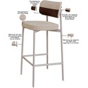 Ver imagem 7 de Kit 02 Banquetas Alta Bar Cozinha Sala de Jantar Aço Branco Kaira C01 Linho Areia Courino Whisky -