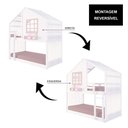 Ver imagem 5 de Beliche Montessoriano Casinha com Janela e Cortina Madeira Maciça Branco/Rosa Housin