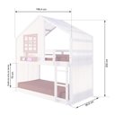 Ver imagem 3 de Beliche Montessoriano Casinha com Janela e Cortina Madeira Maciça Branco/Rosa Housin