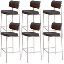 Ver imagem 1 de Kit 06 Banquetas Alta Bar Cozinha Sala de Jantar Aço Branco Kaira C01 Linho Preto Courino Whisky - L