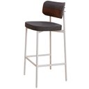 Ver imagem 3 de Kit 06 Banquetas Alta Bar Cozinha Sala de Jantar Aço Branco Kaira C01 Linho Preto Courino Whisky - L