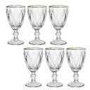 Ver imagem 1 de Conjunto de Taças Diamante Clear C/ Borda Dourada 6pçs 300ml
