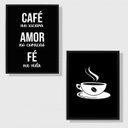 Ver imagem 2 de Kit 2 Quadros Decoração Cantinho Do Café 33x24cm:Madeira preta