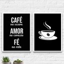 Ver imagem 1 de Kit 2 Quadros Decoração Cantinho Do Café 33x24cm:Madeira preta