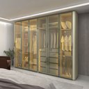 Ver imagem 1 de Guarda-Roupa Casal Lúmine 6 Portas 4 Gavetas com Vidro e LED 100% MDF Off White - Pnr Móveis