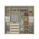 Ver imagem 3 de Guarda-Roupa Casal Lúmine 6 Portas 4 Gavetas com Vidro e LED 100% MDF Off White - Pnr Móveis