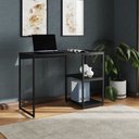 Ver imagem 1 de Mesa Escritório Berlim Industrial com Prateleira Ferro Preto Tampo 110x46 Preto