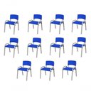 Ver imagem 1 de Kit 11 Cadeira Iso Infantil Creche, Base Cinza Azul