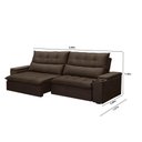 Ver imagem 4 de Sofá Retrátil Reclinável 3 Lugares 250cm Moritz F05 Veludo Marrom - Mpozenato