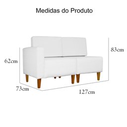 Poltrona Decorativa Alice Lado Direito Pés Trapézio Suede Branco - DS Estofados - 6