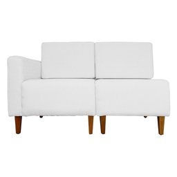 Poltrona Decorativa Alice Lado Direito Pés Trapézio Suede Branco - DS Estofados - 1