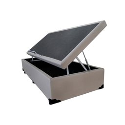 Base Box Baú Solteiro Corino Bege com Pistao a Gás 41x88x188cm - 1