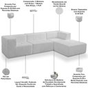 Ver imagem 4 de Sofá 4 Lugares para Sala Living Modular com Puff 264cm Lancaster F04 Bouclê Branco - Lyam Decor