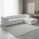 Ver imagem 2 de Sofá 4 Lugares para Sala Living Modular com Puff 264cm Lancaster F04 Bouclê Branco - Lyam Decor