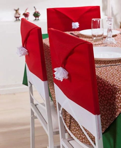 Kit 4 Capa de Natal para Encosto de Cadeira com Gorro Vermelho Natalino |  MadeiraMadeira