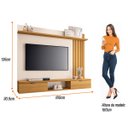 Ver imagem 3 de Painel Suspenso Pata Tv até 55 Polegadas Ripado Lots 2 Portas com Nicho Cinamomo/off White