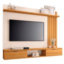 Ver imagem 1 de Painel Suspenso Pata Tv até 55 Polegadas Ripado Lots 2 Portas com Nicho Cinamomo/off White