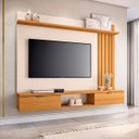 Ver imagem 2 de Painel Suspenso Pata Tv até 55 Polegadas Ripado Lots 2 Portas com Nicho Cinamomo/off White