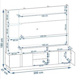 Estante Home para TV até 55 Polegadas 4 Portas Munique Permobili - 2